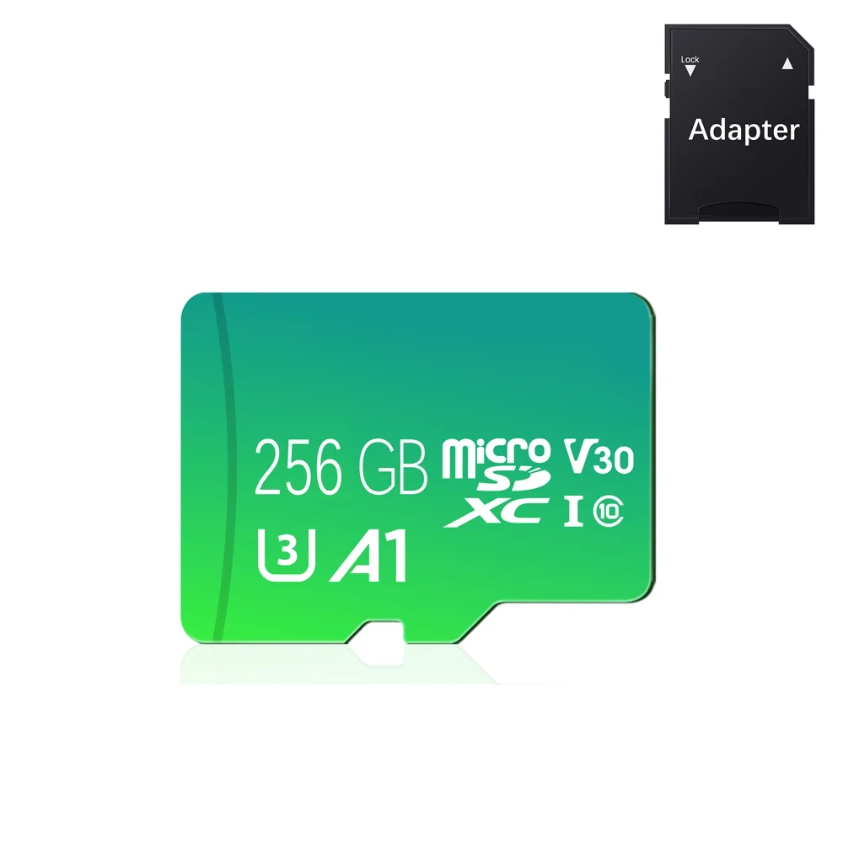 128GB/256GB microSD Card with Adapter - U3, A1, V30 Memory Card High-Speed TF Card for Phone / Camera / Drone / Go Pro, 4K Video Recording