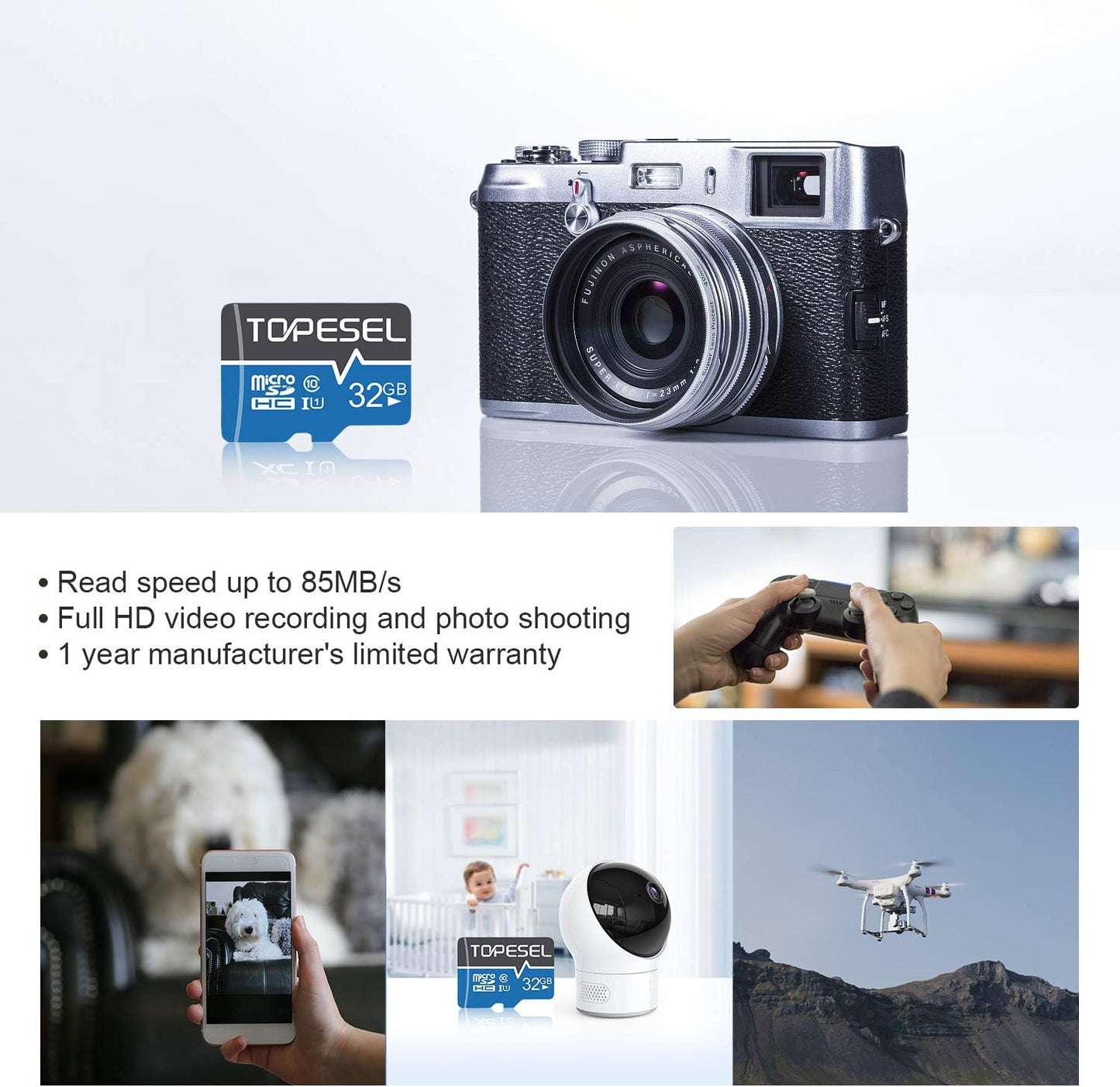 TOPESEL 32GB Micro SD Card 2 Pack Memory Cards Micro SDHC UHS-I TF Card Class 10 for Camera/Drone/Dash Cam(2 Pack U1)