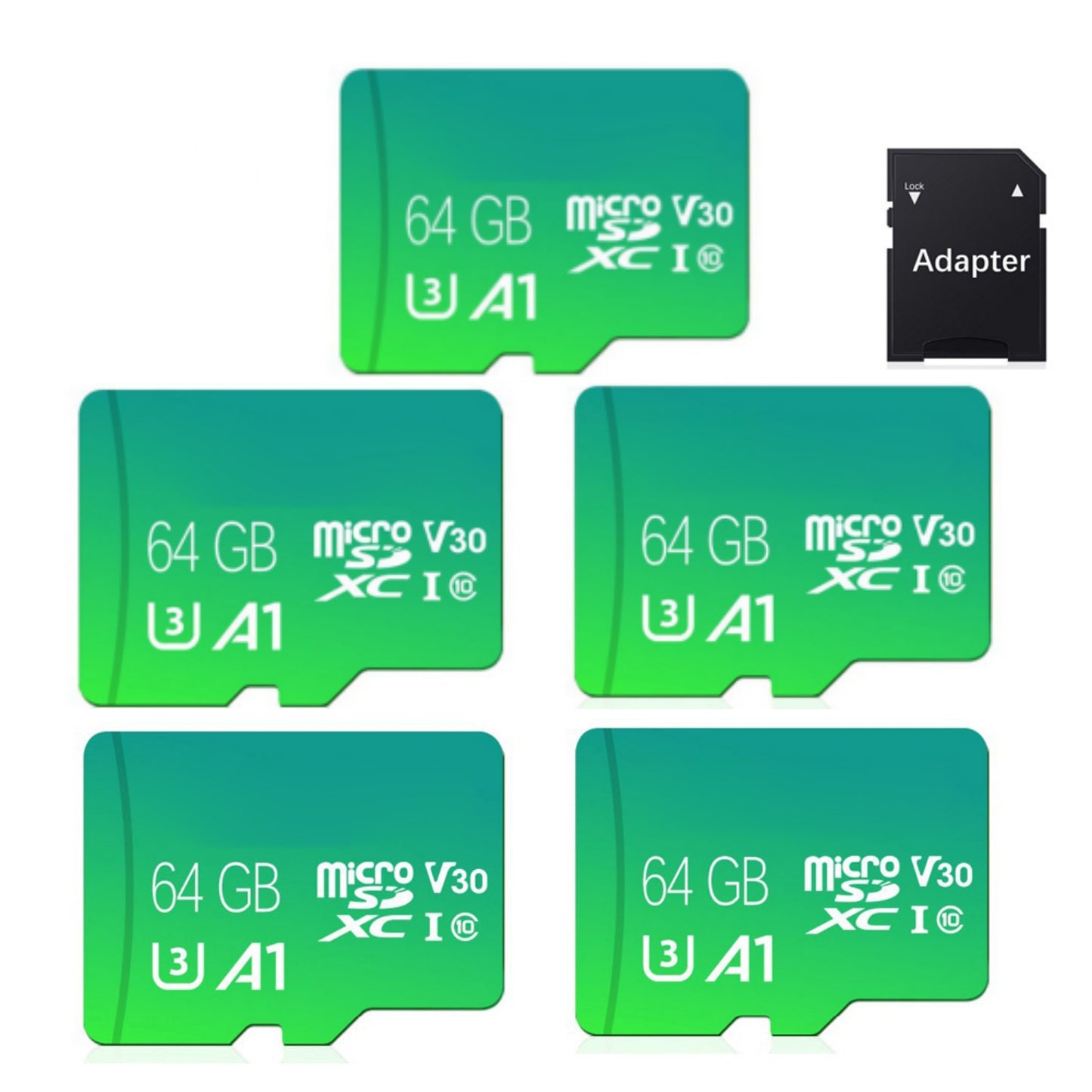 microSD Card 64GB Memory Card with Adapter - U3 A1 V30 TF Card for Smartphone/Tablet/Drone/Dash Cam/Nintendo Switch
