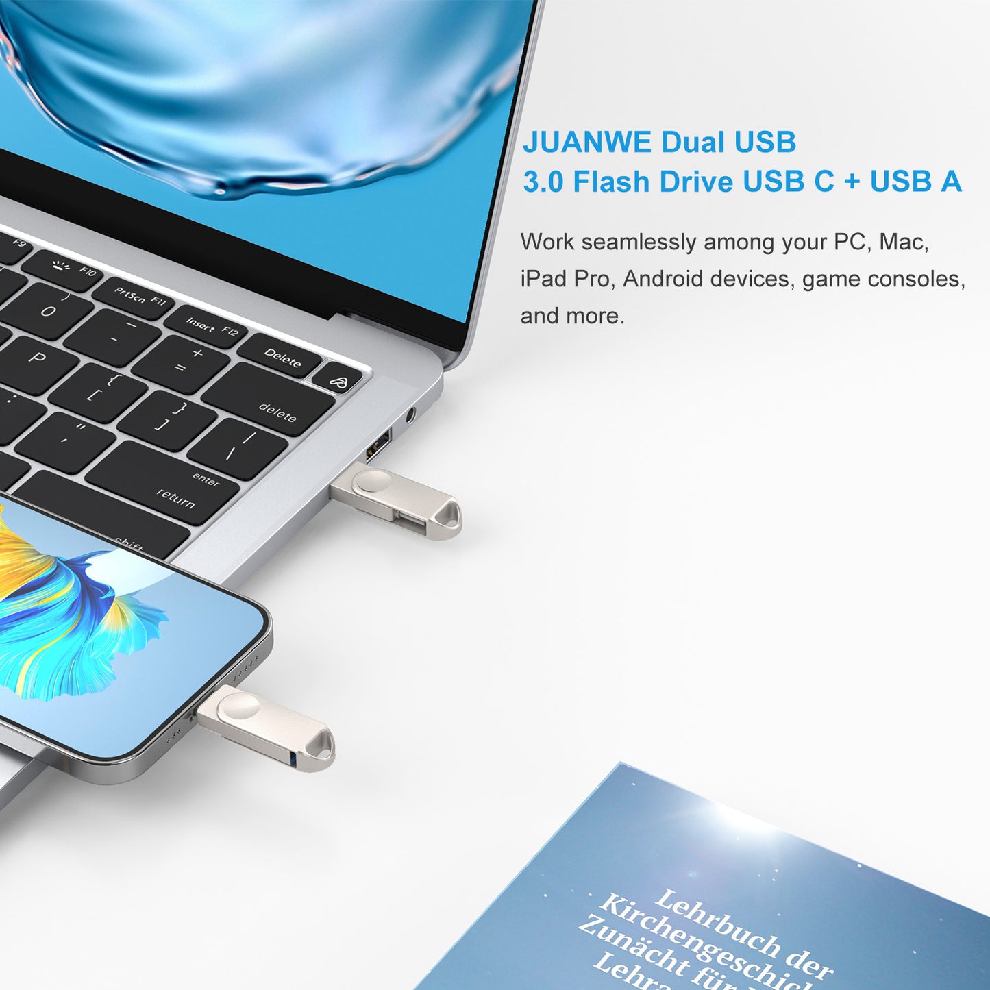 TOPESEL 128GB USB C Dual Flash Drive 2 in 1 OTG USB 3.0 Type-C Thumb Drive for Android Phones, Computers