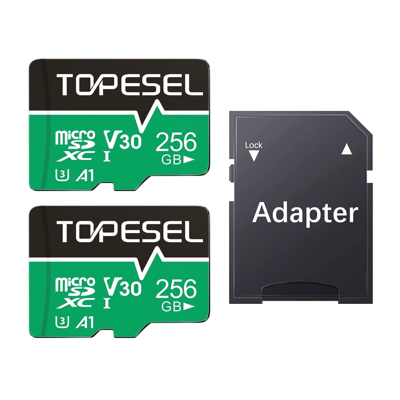 TOPESEL 256GB Micro SD Card 2 Pack Micro SDXC TF Card with Adapter High-Speed Memory Card