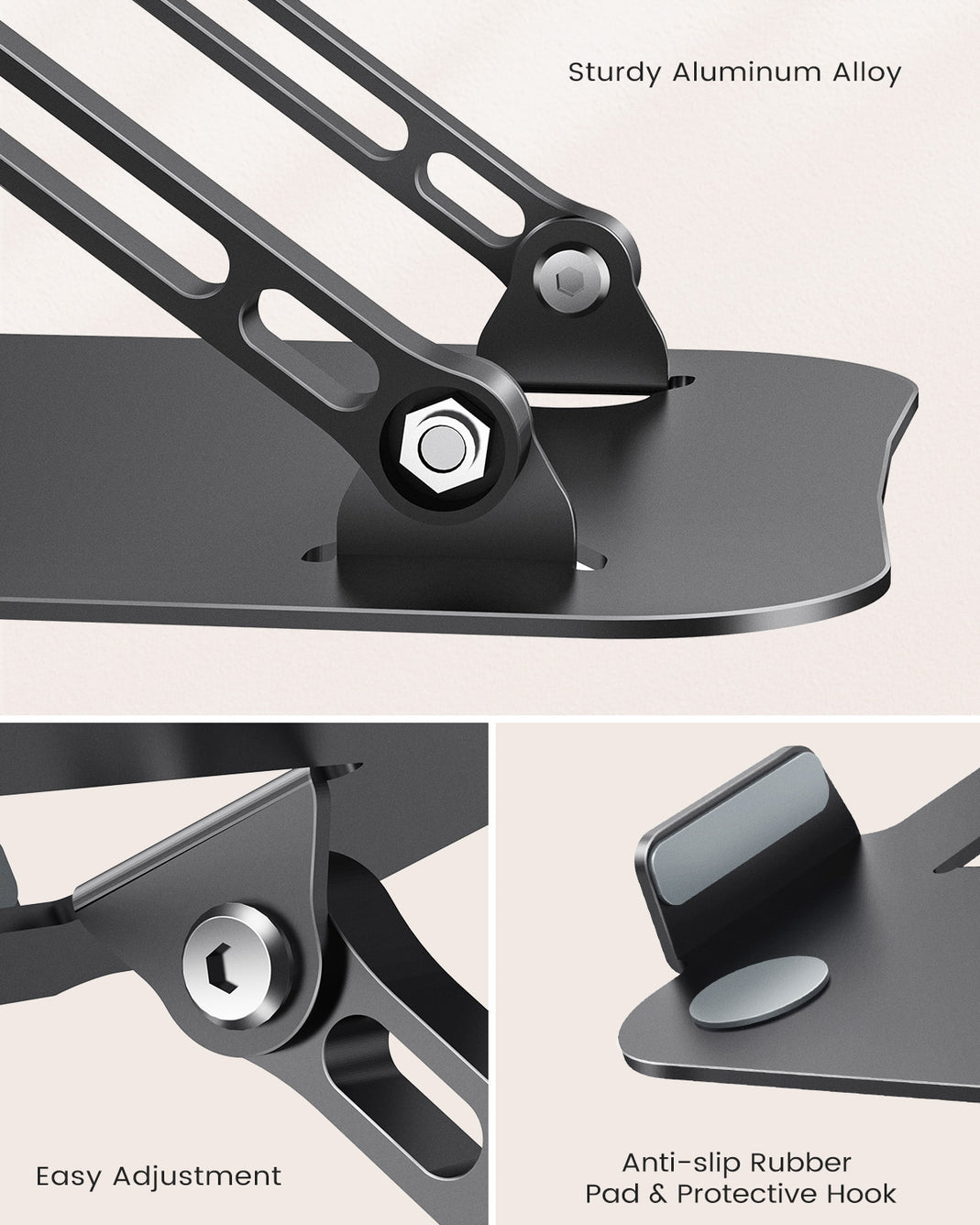 TOPESEL Aluminum Adjustable & Foldable Laptop Stand Riser Portable Laptop Holder