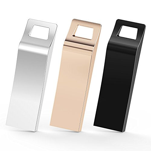 TOPESEL 3 Pack 32GB USB 2.0 Flash Drives Metal Memory Stick Waterproof Thumb Drive USB Stick for Windows MAC Android Linux Systems (3 Mixed Colors: Black, Gold, Silver)