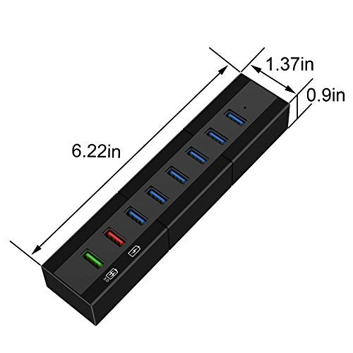 8-Port USB Hub 36W, 6 USB 3.0 Ports, 1 BC1.2 and 1 Smart Charging Port