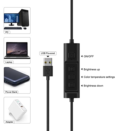 Clip-on LED Desk Lamp 3 Color Temp 14 Brightness Gooseneck Table Lamp