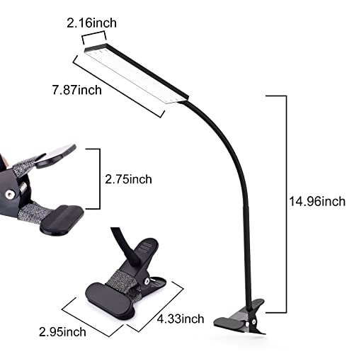 Clip-on LED Desk Lamp 3 Color Temp 14 Brightness Gooseneck Table Lamp