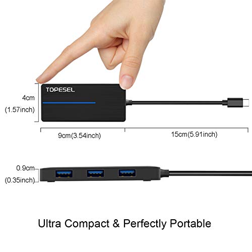 USB C Hub, 3 USB 3.0 Ports 5Gbps SD&TF Card Reader with LED indicator