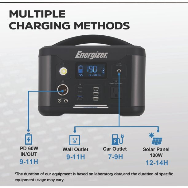 Energizer Portable Power Station 600W/626Wh Solar Generator with LED Flashlight, Multiple Charging Ports