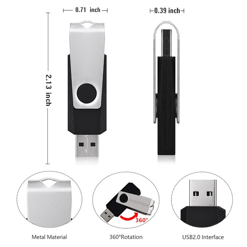 TOPESEL 5 Pack 64GB USB Flash Drives Memory Stick USB 2.0 Thumb Drives 64GB 5PCS, Black