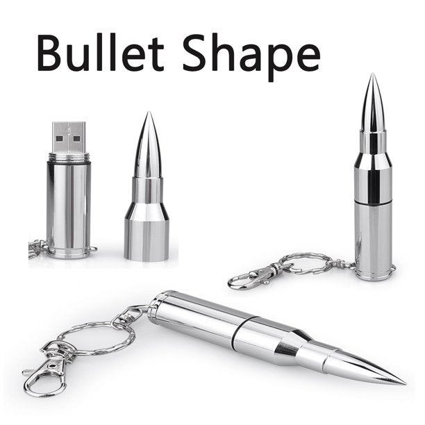 Topesel 64GB Bullet Shape USB Drive Flash with Keychain, Metal Thumb Drive-Silver