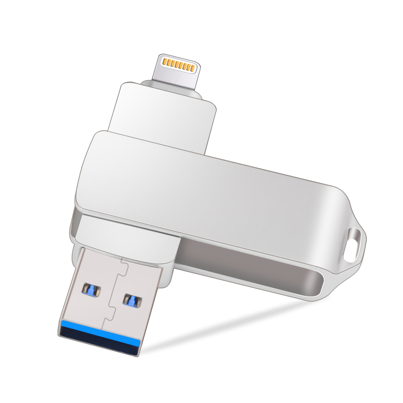 128GB 4-in-1 Swivel USB 3.0 Flash Drive with Lightning, Micro-USB, USB A Port, USB C Adapter