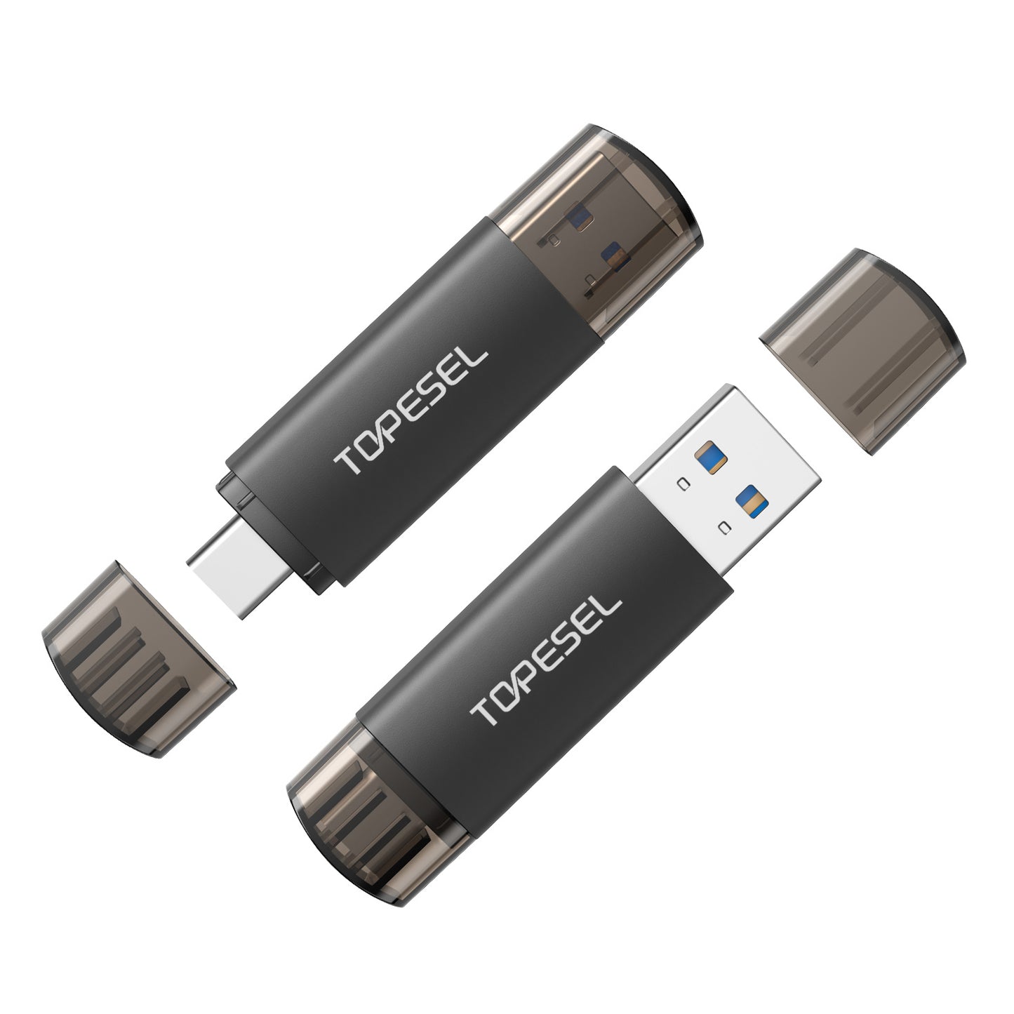 TOPESEL 128GB 2 Pack OTG USB 3.0 Flash Drive Type C & USB A Thumb Drive External Storage for Android Phone