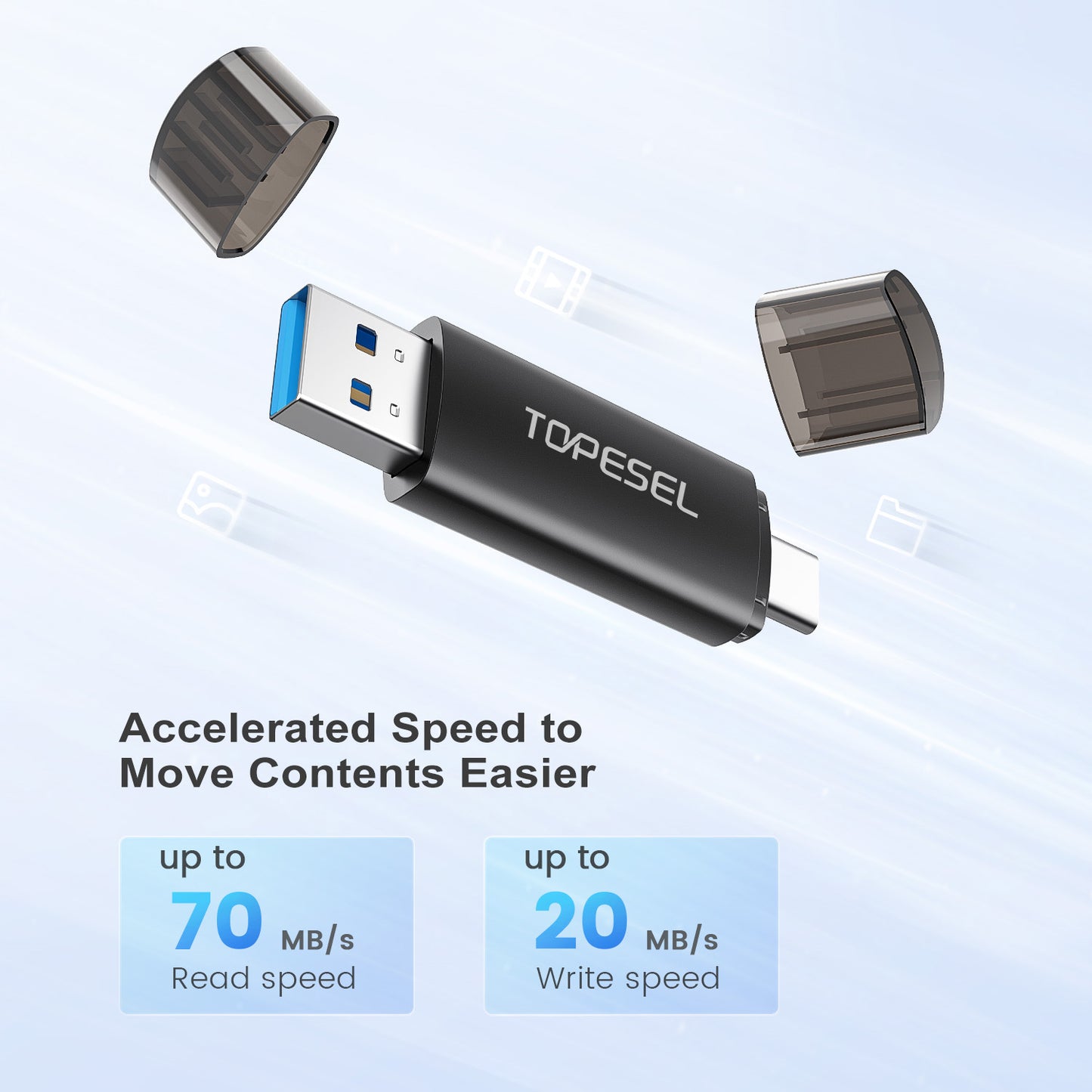 TOPESEL 128GB 2 Pack OTG USB 3.0 Flash Drive Type C & USB A Thumb Drive External Storage for Android Phone