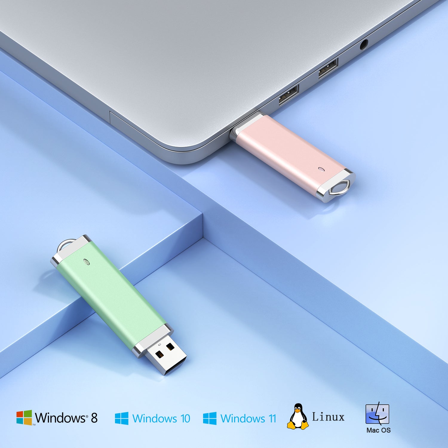 TOPESEL 5 Pack 64GB Flash Drive USB Flash Drive Thumb Drives Colorful 64G USB 2.0 Memory Sticks