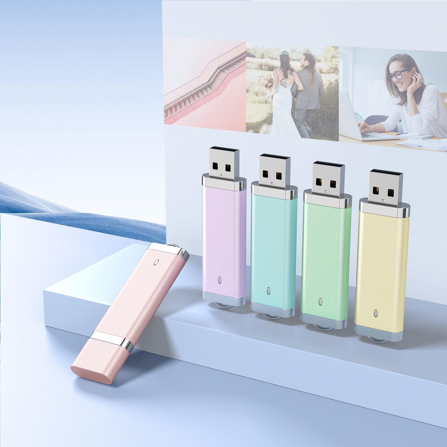 TOPESEL 5 Pack 64GB Flash Drive USB Flash Drive Thumb Drives Colorful 64G USB 2.0 Memory Sticks