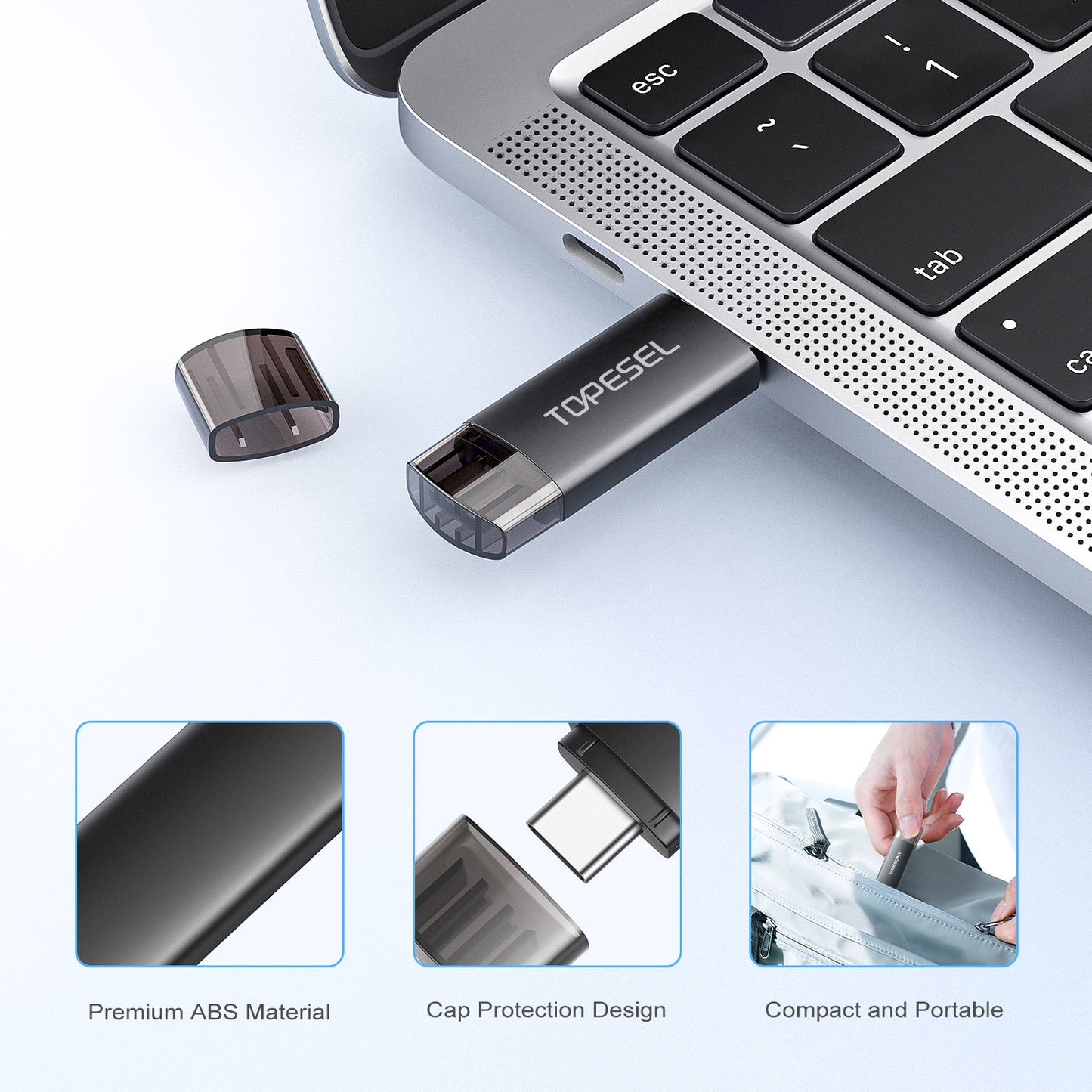 TOPESEL 128GB 2 Pack OTG USB 3.0 Flash Drive Type C & USB A Thumb Drive External Storage for Android Phone