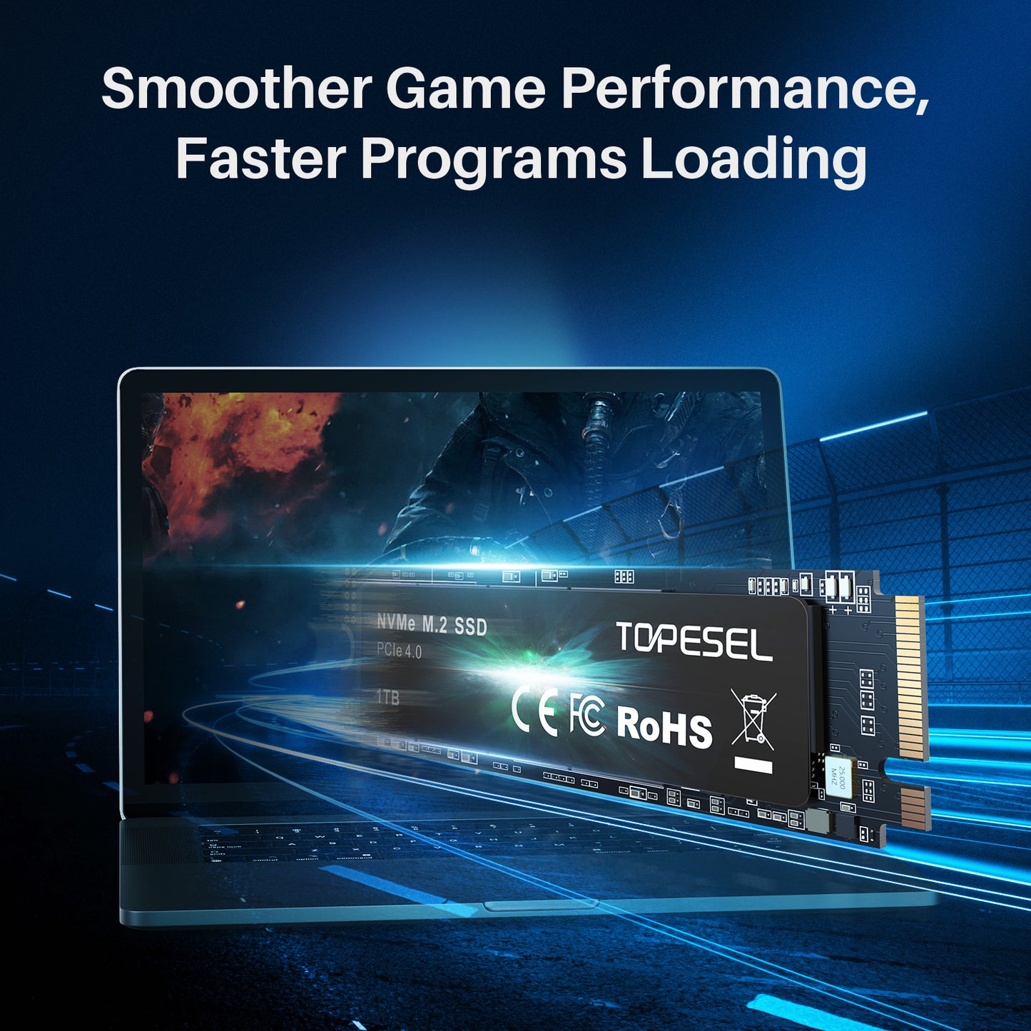 TOPESEL 1TB SSD M.2 PCIe NVMe 4.0 Internal SSD, Up to 5500MB/s Gaming Expansion for PS5 SSD Solid-State Drive