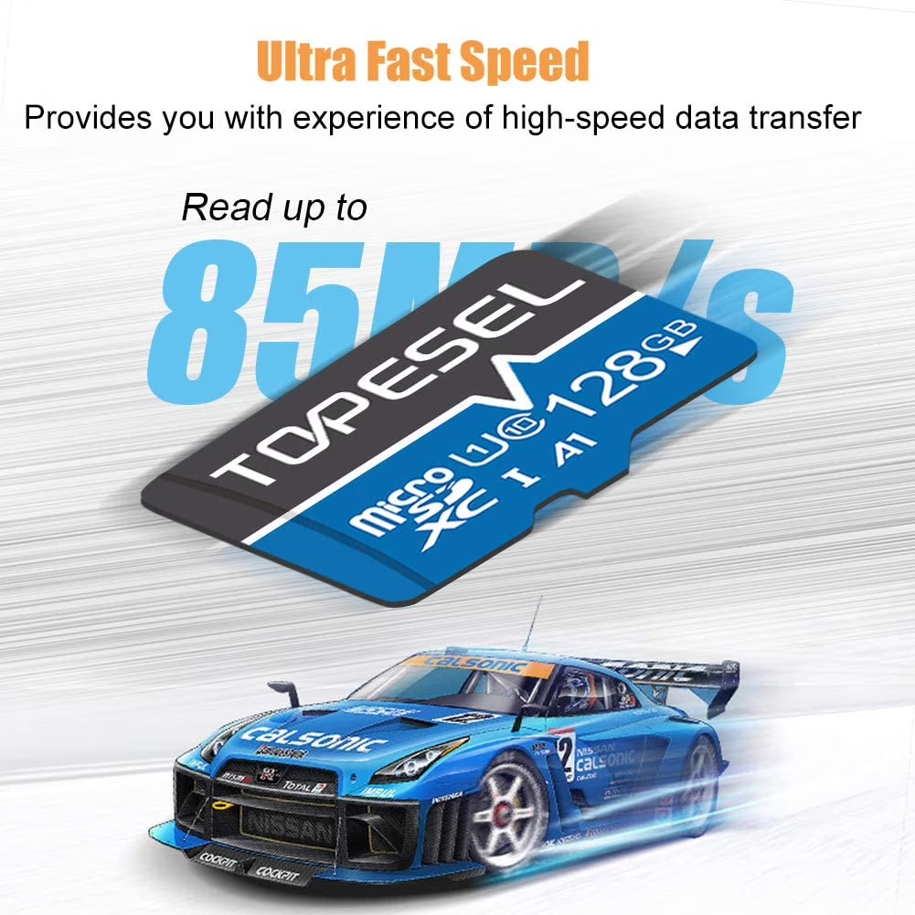 Topesel 128GB Micro SD Class 10 U1 Flash Memory Card with Adapter, 2 Total Count, Blue