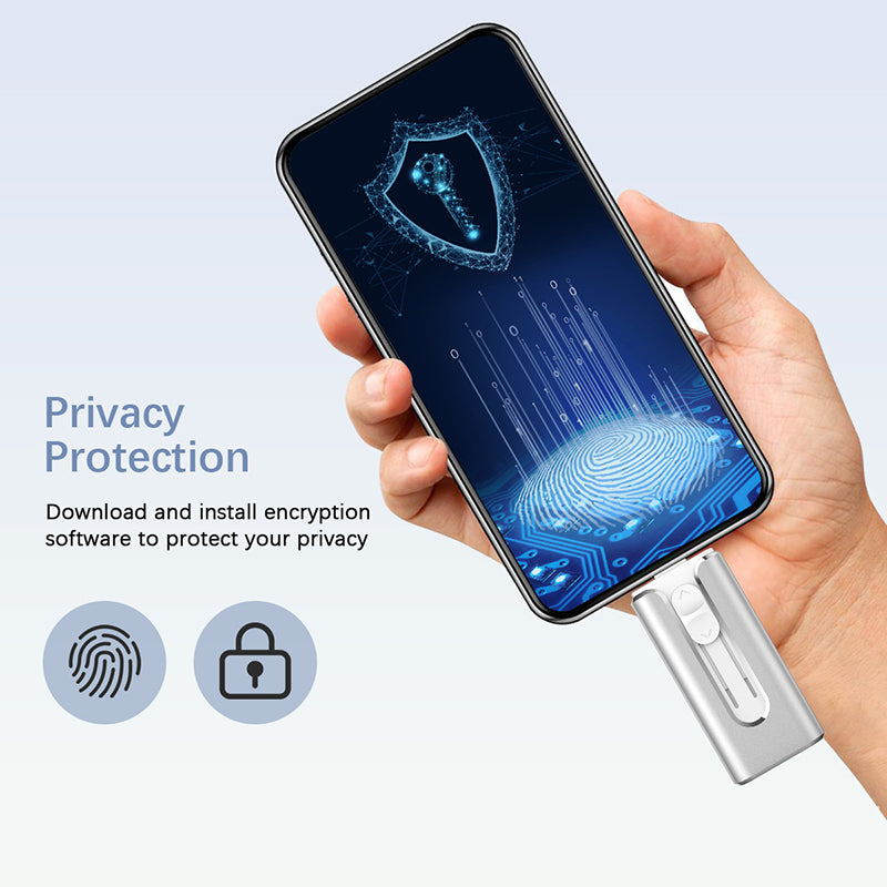 Topesel 128GB USB 3.0 Flash Drive, 3-In-1 Metal USB, for iphone External Storage, OTG Android Phone and Computer, Silver