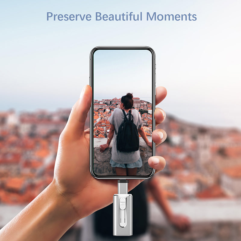 Topesel 128GB USB 3.0 Flash Drive, 3-In-1 Metal USB, for iphone External Storage, OTG Android Phone and Computer, Silver