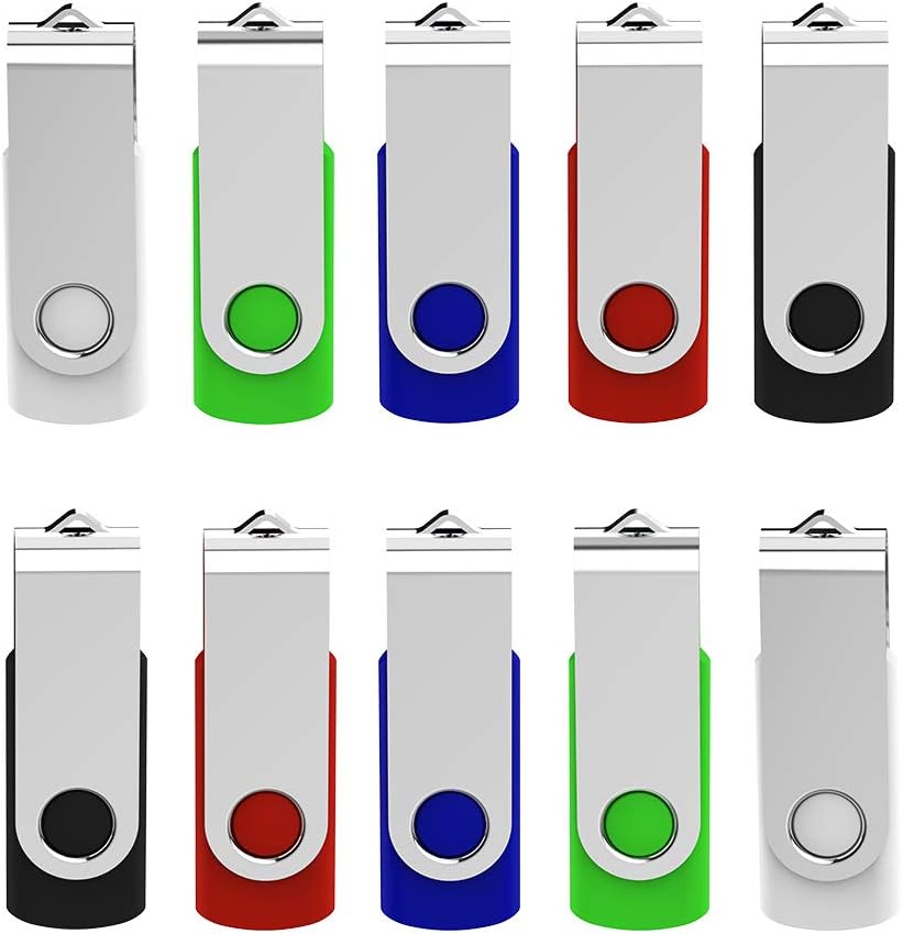 TOPESEL 16GB USB 2.0 Thumb Drives Memory Stick 10 Pack USB Flash Drive Mixed Colors
