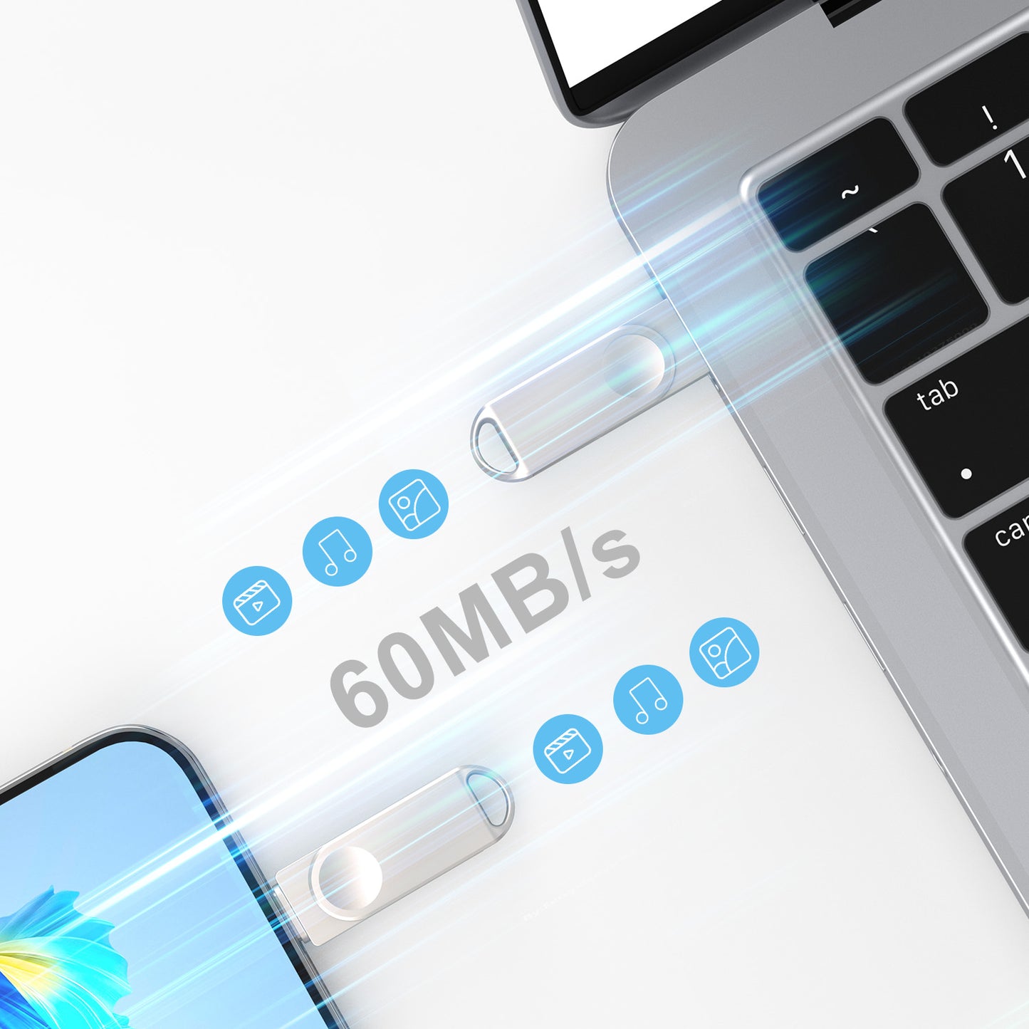 TOPESEL 128GB USB C Dual Flash Drive 2 in 1 OTG USB 3.0 Type-C Thumb Drive for Android Phones, Computers