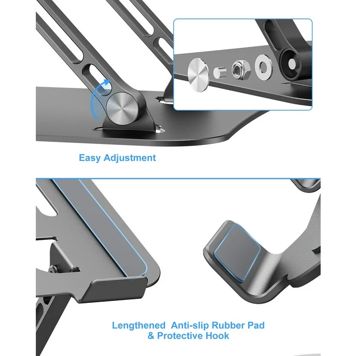 Laptop Stand for Desk, Aluminum Adjustable Computer Stand, Ergonomic Foldable Laptop Holder for MacBook Air Pro / Dell / HP / ASUS / Samsung