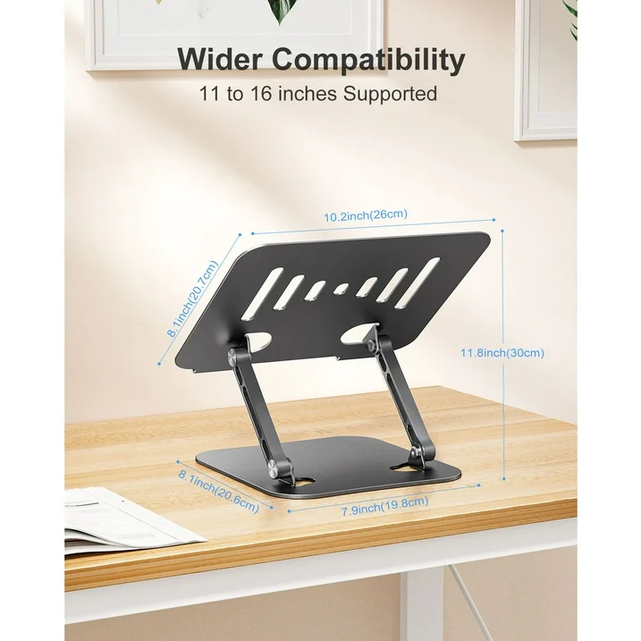 Laptop Stand for Desk, Aluminum Adjustable Computer Stand, Ergonomic Foldable Laptop Holder for MacBook Air Pro / Dell / HP / ASUS / Samsung