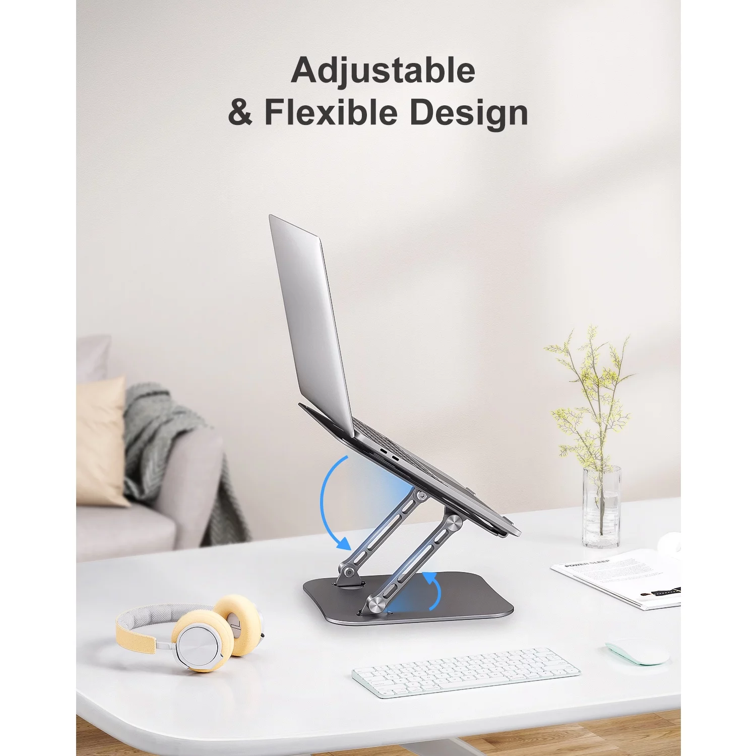 Laptop Stand for Desk, Aluminum Adjustable Computer Stand, Ergonomic Foldable Laptop Holder for MacBook Air Pro / Dell / HP / ASUS / Samsung