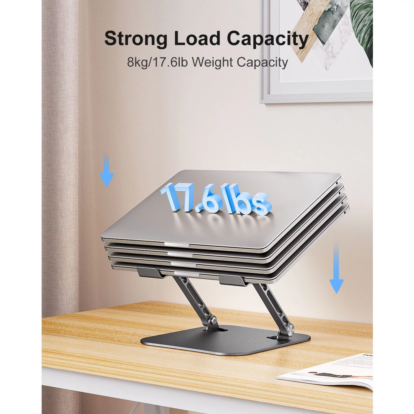 Laptop Stand for Desk, Aluminum Adjustable Computer Stand, Ergonomic Foldable Laptop Holder for MacBook Air Pro / Dell / HP / ASUS / Samsung