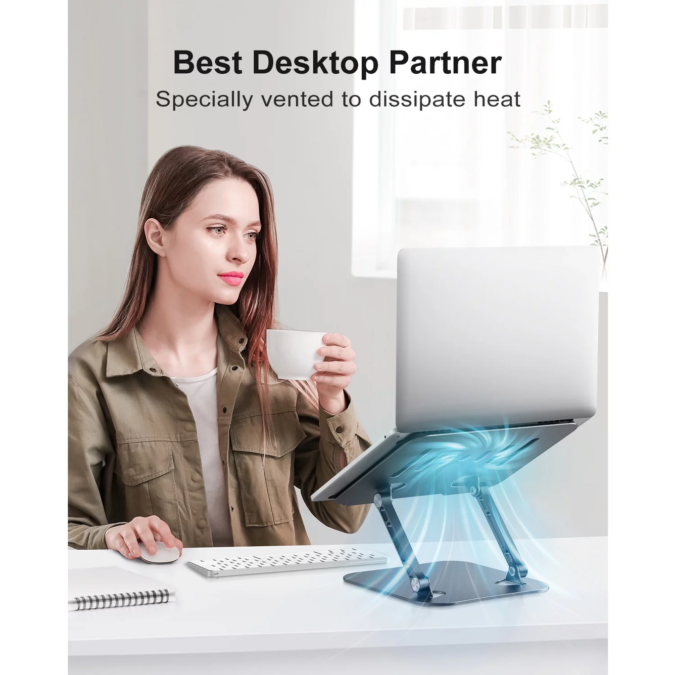Laptop Stand for Desk, Aluminum Adjustable Computer Stand, Ergonomic Foldable Laptop Holder for MacBook Air Pro / Dell / HP / ASUS / Samsung