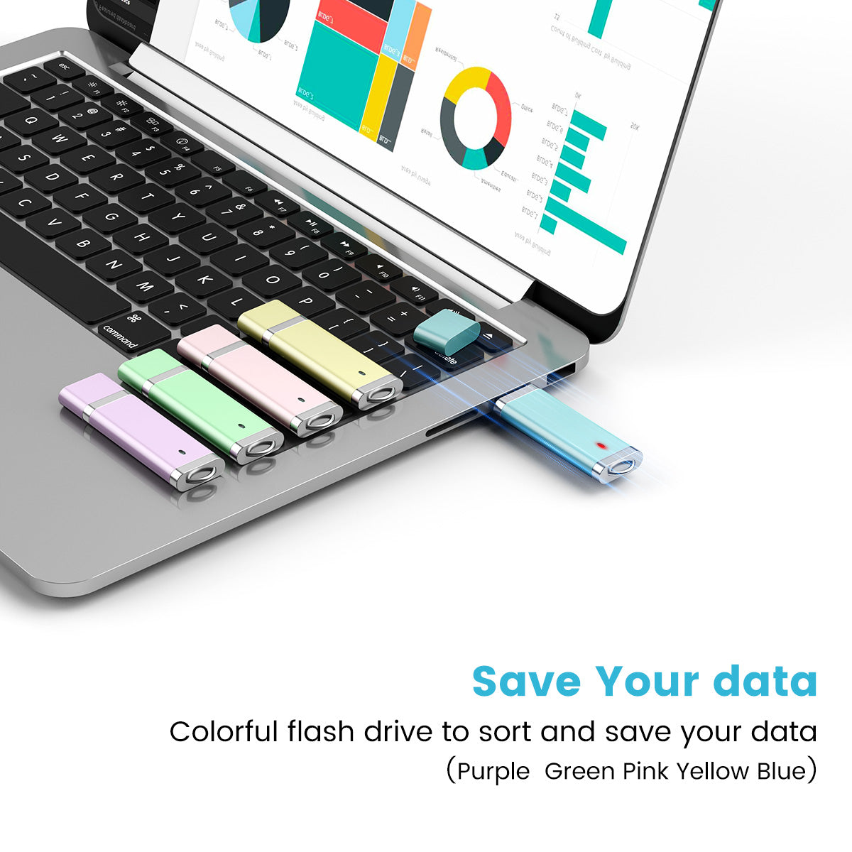 TOPESEL 5 Pack 64GB Flash Drive USB Flash Drive Thumb Drives Colorful 64G USB 2.0 Memory Sticks