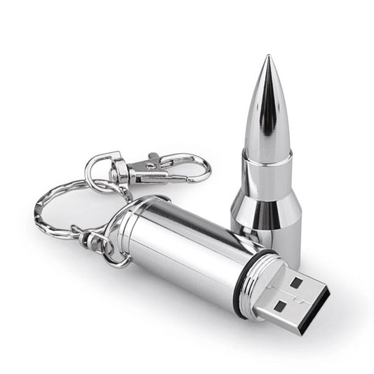 Topesel 64GB Bullet Shape USB Drive Flash with Keychain, Metal Thumb Drive-Silver