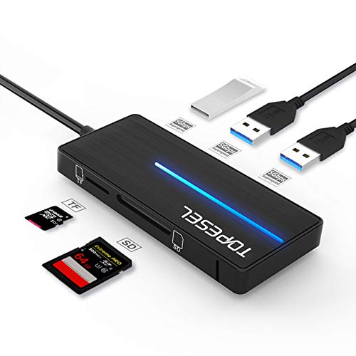 USB C Hub, 3 USB 3.0 Ports 5Gbps SD&TF Card Reader with LED indicator