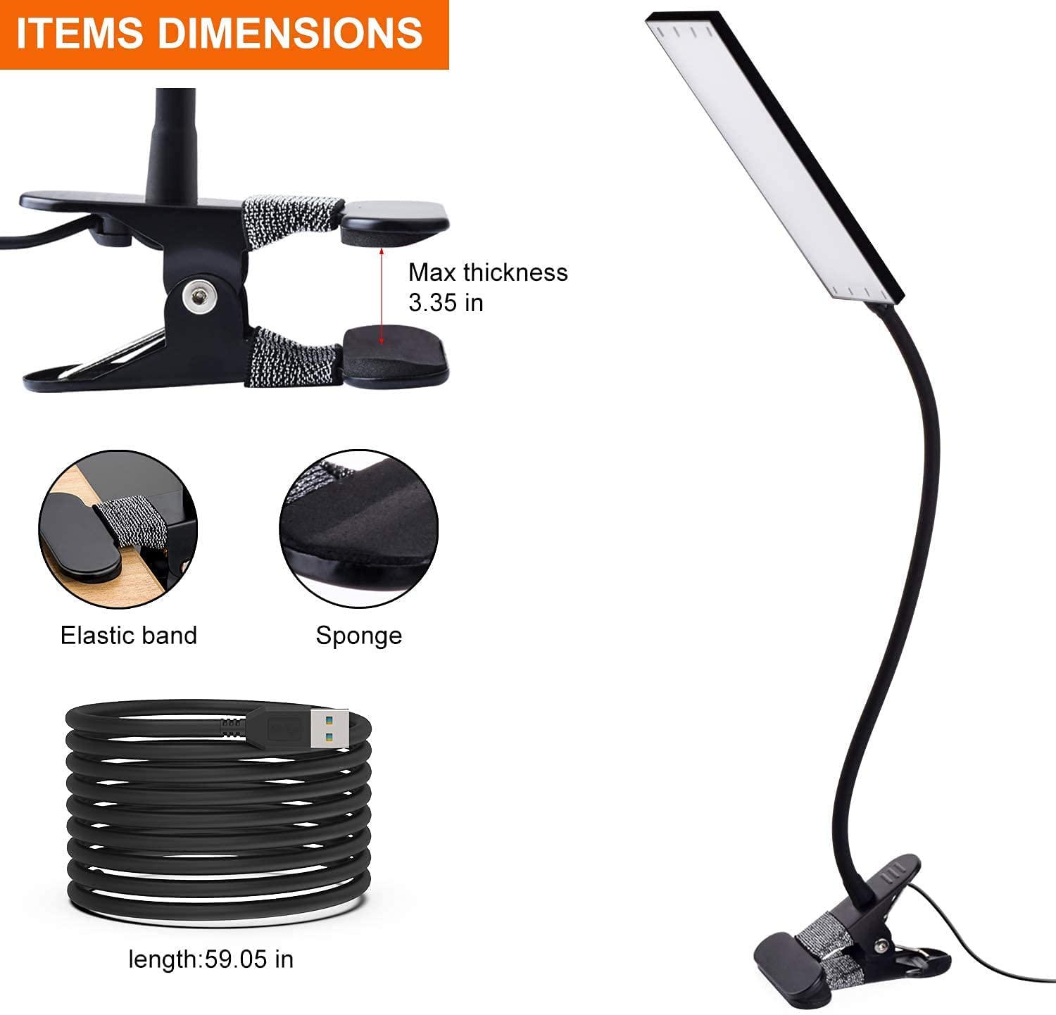 LED Desk Lamp with Clamp, 11 Level Brightness, 3 Color Mode, 360° Adjustable Gooseneck Lamp