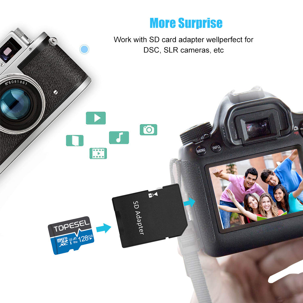 MicroSD Card with Multiple Pack/Capacity/Spec-UHS-I, C10, U1, U3, A1, V30 for Drone Phone