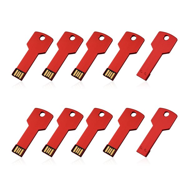 32G USB 2.0 Flash Drive TOPESEL Metal Key Shape Slim Thumb Drive Memory Stick Pen Drive Red