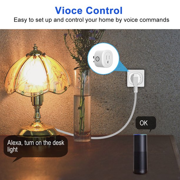 Topesel 2/4 Pack Smart Plug Mini Wifi Outlet Work with Google Home Alexa Remote Control Voice Control Timing